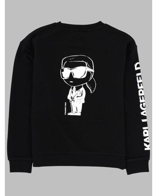 Karl Lagerfeld Black Felpa Con Stampe