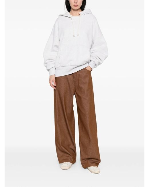 Golden Goose Deluxe Brand White Star/ Relaxed Hoodie/ Double Layer/ Destroyed Wash