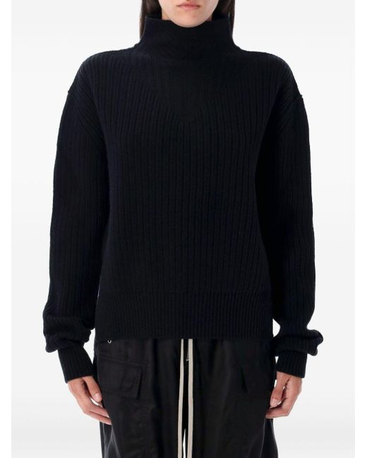 Rick Owens Blue Wool Turtle Neck Jumper