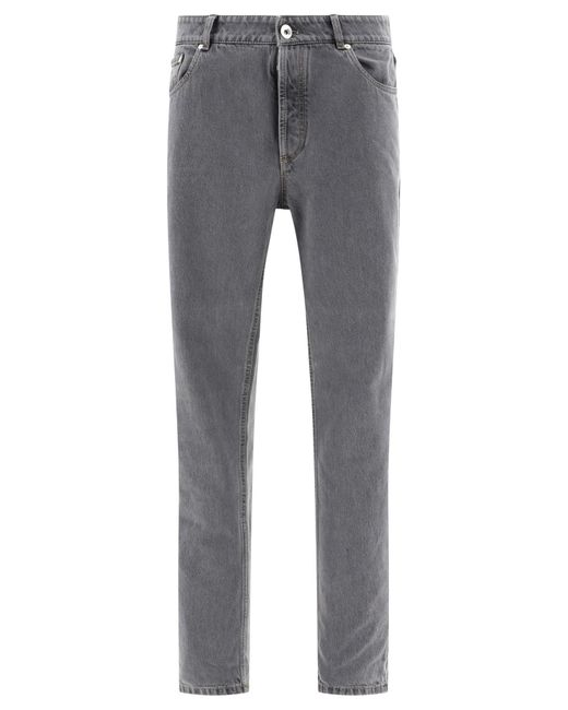 Brunello Cucinelli Grayscale Denim Jeans for men