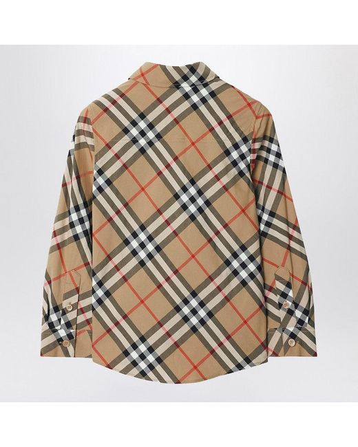 Burberry Brown Cotton Check Pattern Shirt for men