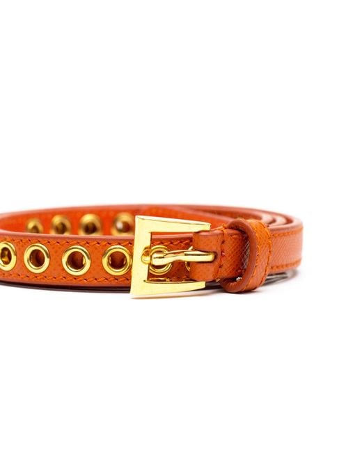 Prada Orange Skinny Eyelet Belt