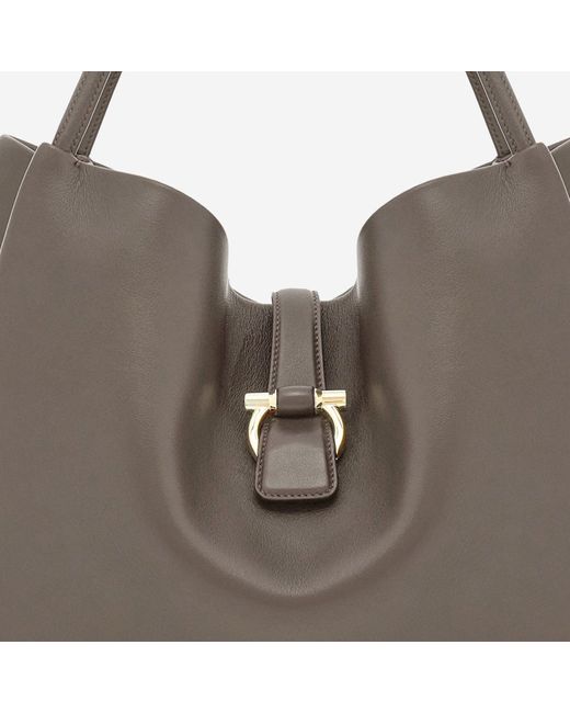 Ferragamo Gray Leder Umhängetasche