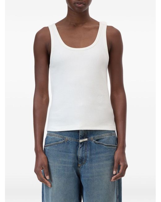 Closed Geribbelde Tanktop in het White