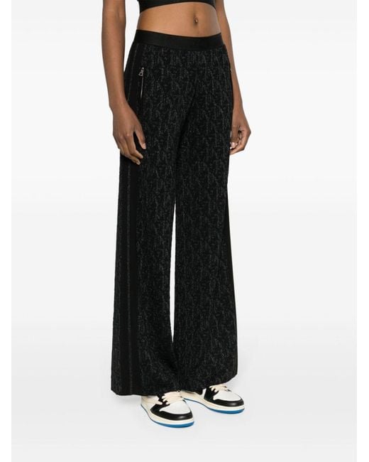 Palm Angels Black Knitted Flared Trousers