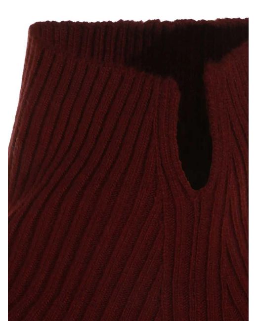 Jil Sander Red Ribbed Turtleneck Sweater