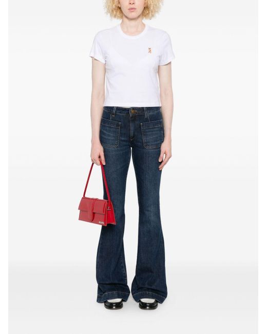 Maison Kitsuné White Oberteil mit Lady Fox Baby-Stickerei