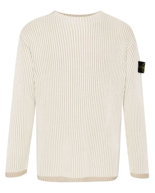 Mens white stone island jumper hot sale