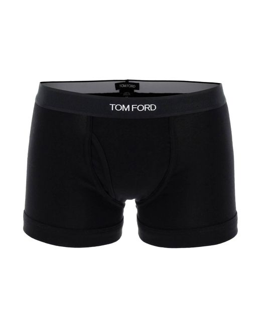 Tom Ford Black Cotton Boxer Briefs With Logo Band