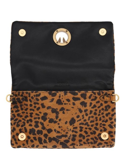 Pinko Brown Animalier Polyamide Polyester Zn Shoulder Bag
