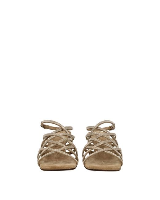Brunello Cucinelli Metallic Sandals Suede
