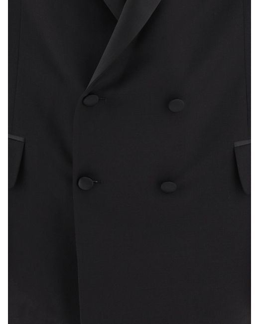Bode Black Double-breasted Tuxedo Blazer for men
