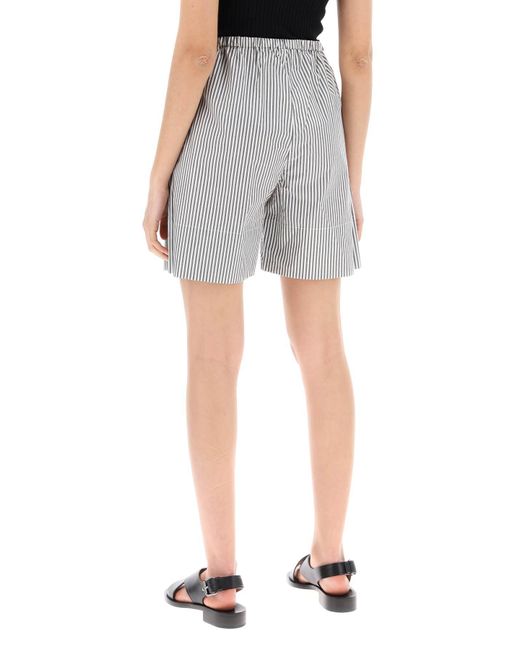 By Malene Birger Gray "striped Siona Organic Cotton Shorts"