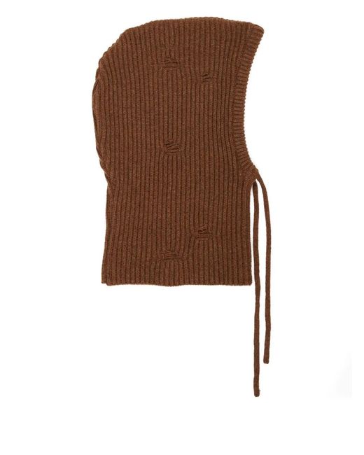 MM6 by Maison Margiela Brown Ribbed Balaclava