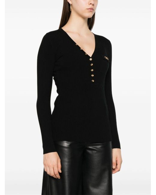 Elisabetta Franchi Top Met Lange Mouwen En Logodetail in het Black
