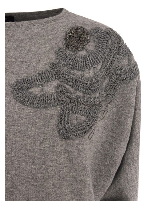 Wool, Silk and Cachemere Trickear Fabiana Filippi en coloris Gray