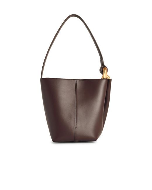 J.W. Anderson Brown 'Corner' Small Leather Bucket Bag