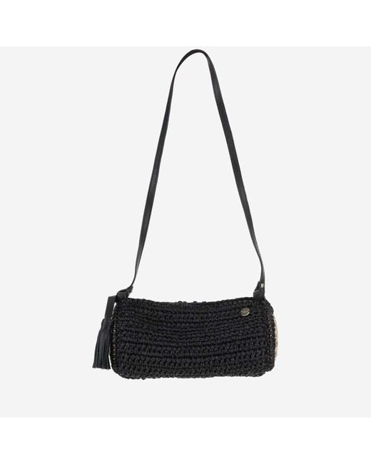 Filippo Catarzi 1910 Black Viscose And Straw Blend Bag