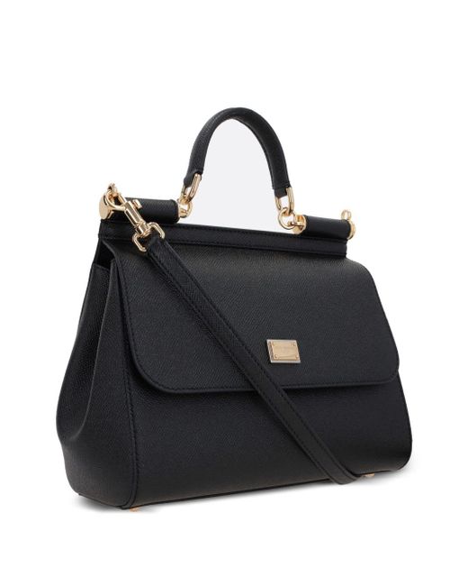 Dolce & Gabbana Sicily Grote Lederen Handtas in het Black
