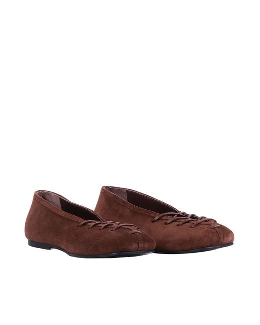 Alohas Brown Bumi Suede Leather Ballet Flats Altezza Tacco 1 Cm