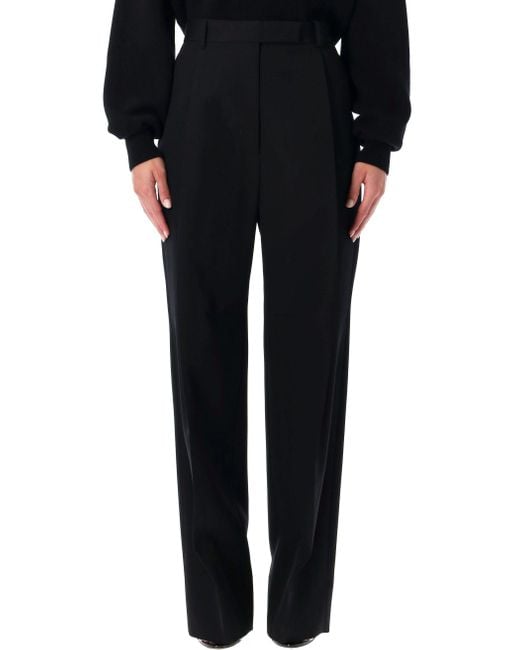 Tom Ford Black Wool Tailored Wide-Leg Trousers