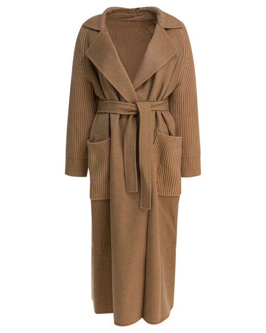 Max Mara Camel Lange Jas in het Natural
