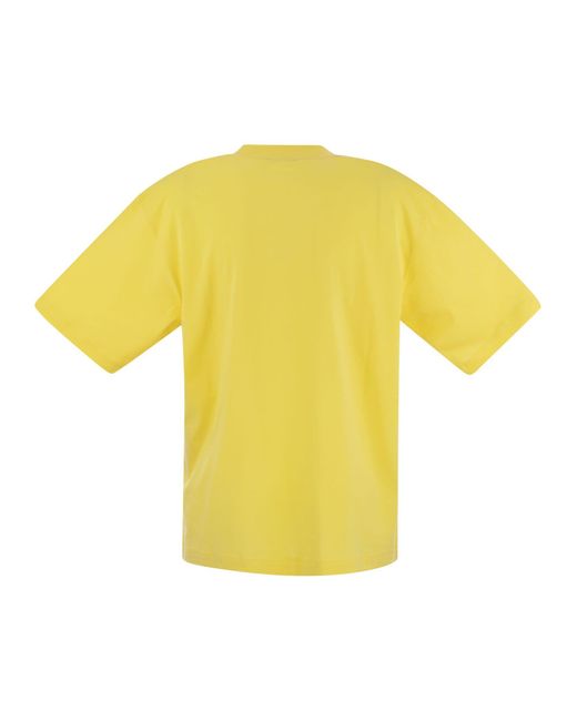 Camiseta de jersey de algodón con estampado Marni de color Yellow