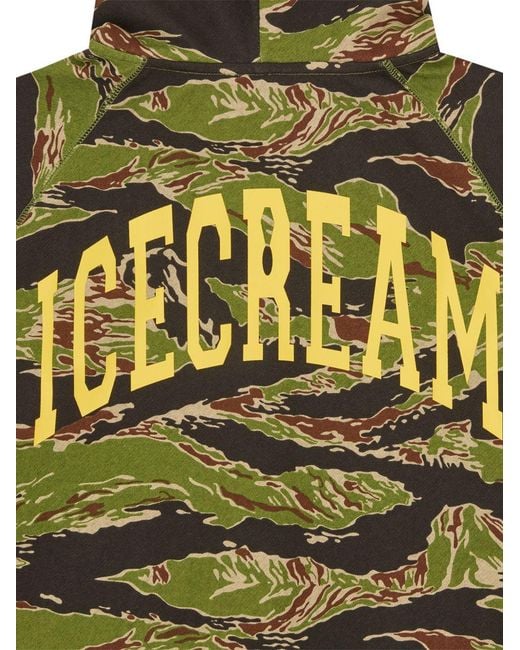 ICECREAM Green Cotton Hoodie for men