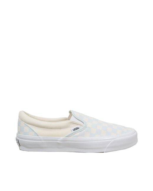 Vans White Sneakers Classic Slip On Checkboard Celeste