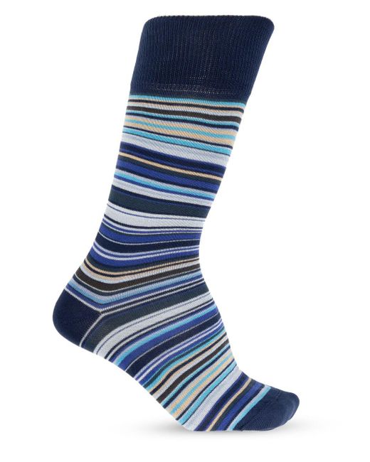 Paul Smith Signature Stripe Socks 6 Pack in het Black