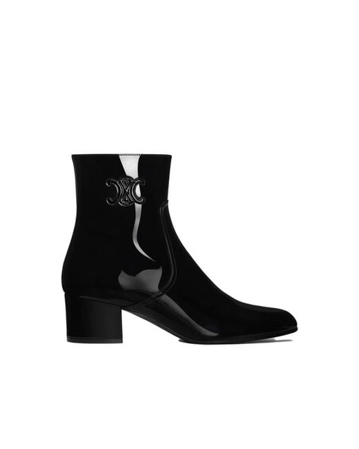 Céline Black Triomphe Zipped Leather Boots