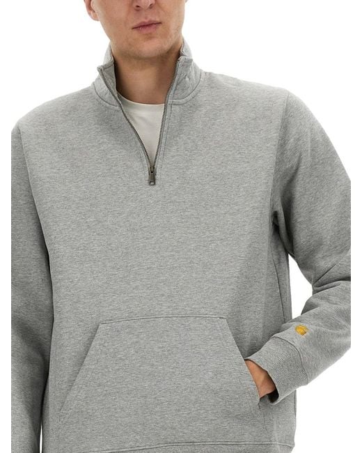 Carhartt Gray Half Zipper Sweatshirt for men