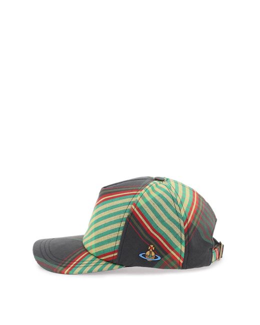 Vivienne Westwood Combat Tartan Baseball Cap Hat in het Green