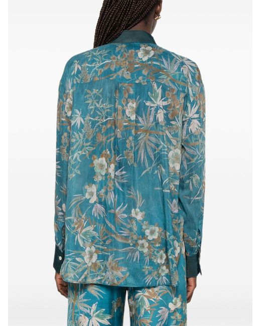 Forte_forte Blue Cotton And Silk Printed Shirt