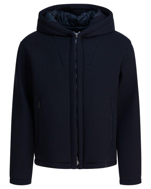 Herno Blue Short Scuba Coat Jackets And Coats