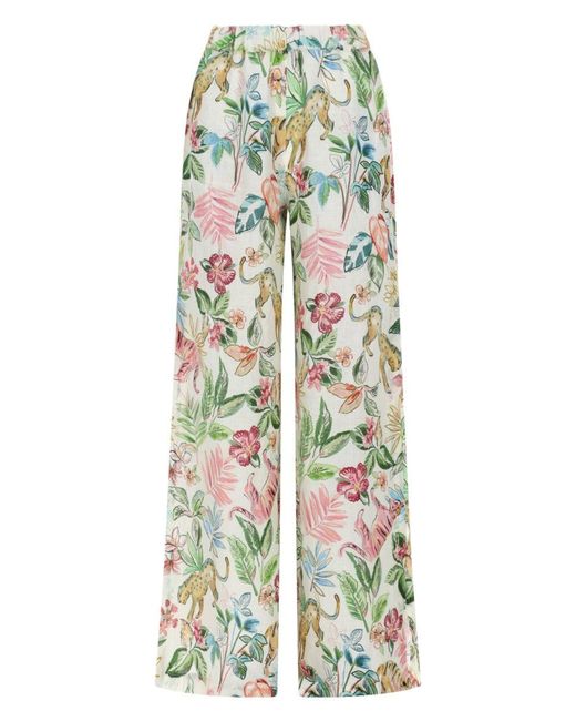 120% Lino White Linen Trousers For