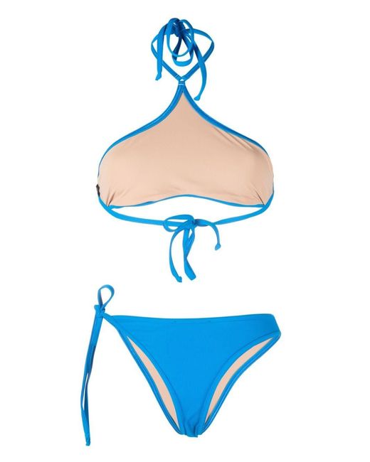 ANDREADAMO Blue Ribbed-Knit Bikini Set
