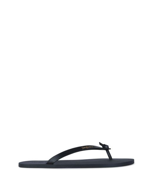 Saint Laurent White Leather Flip Flops