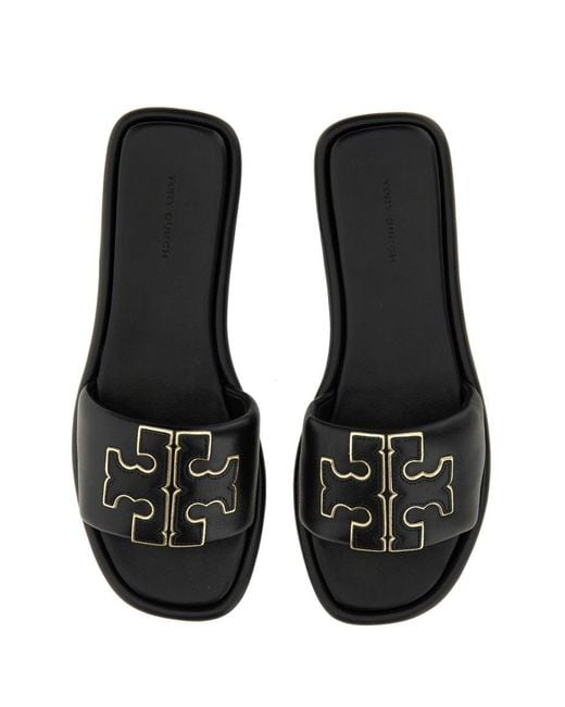 Tory Burch Black Sandal Slider "Bouble T"