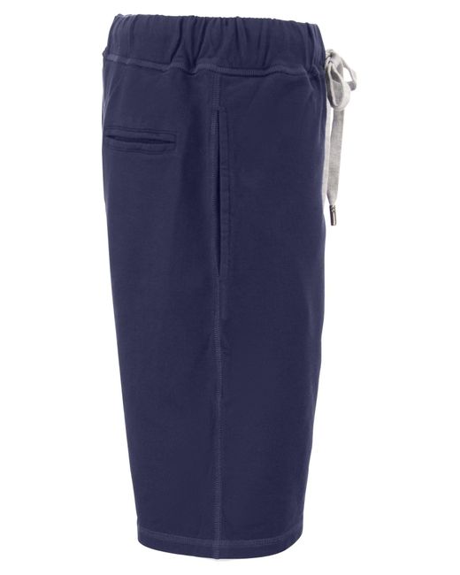 Shorts de coton félins avec cordon Fedeli en coloris Blue