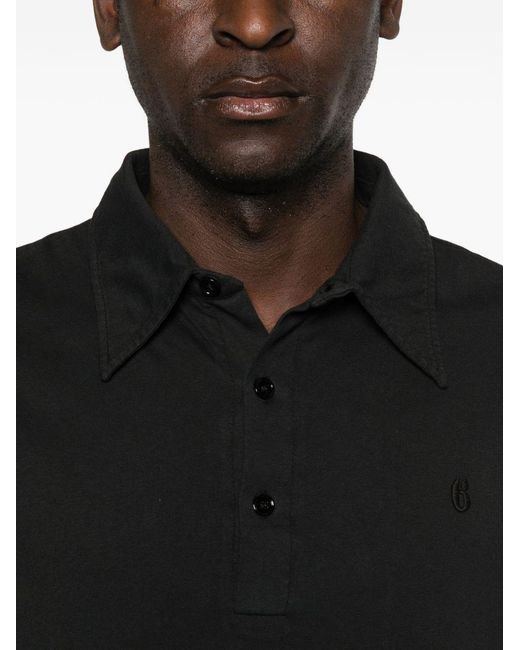 MM6 by Maison Margiela Black Logo Cotton Polo Shirt