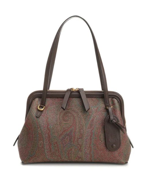 Etro Brown Paisley Top Handle Tote Bag