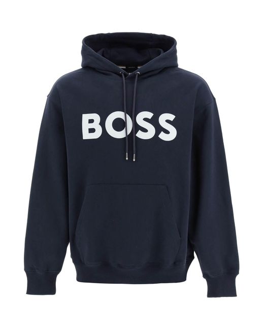 BOSS by Hugo Boss Übergroßer Logo Hoodie in het Blue voor heren