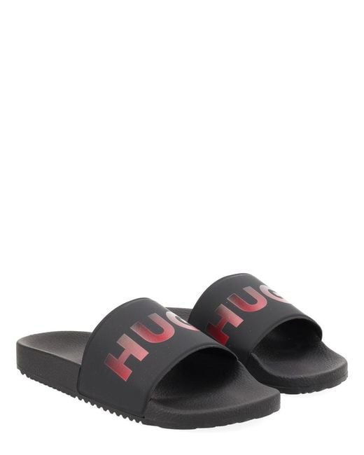 HUGO Black Polyester Flats for men