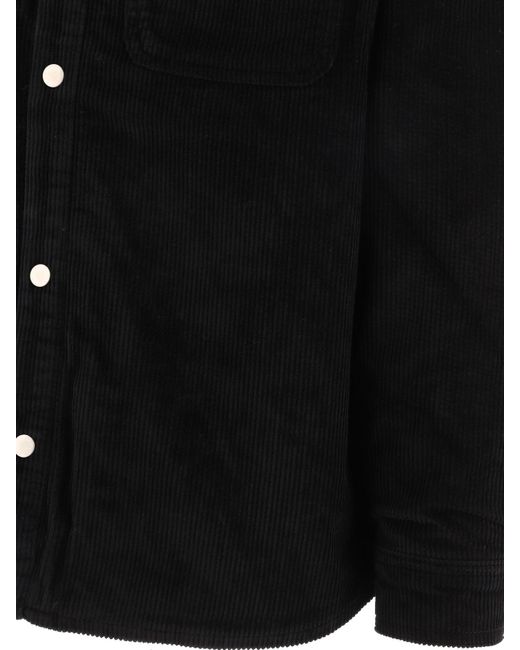 Stussy Black Cord Quilted Overshirt for men