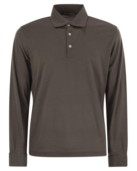 Herno Gray Resort Polo -Hemd in weichem Wollstrick