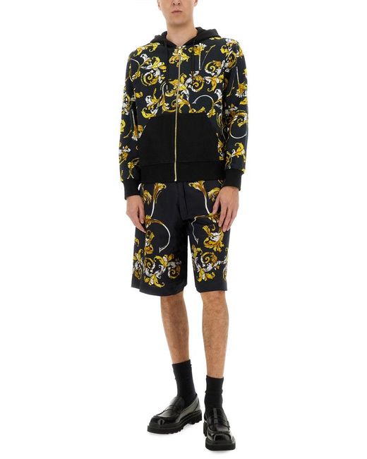 Versace Jeans Couture Black Baroque-Inspired Hoodie for men