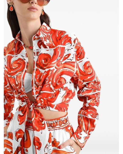 Dolce & Gabbana Red Dolce & Gabbana Majolica Print Shirt