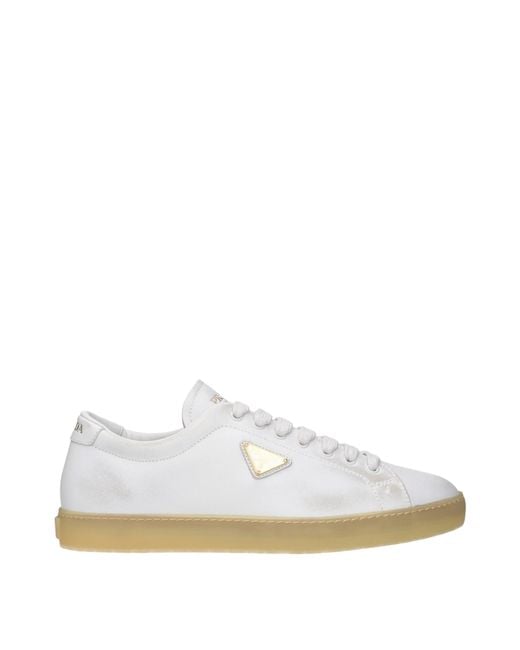 Prada White Sneakers/Dirty Leather for men