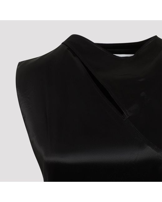 Jil Sander Kleedjes ,Zwart ,Satijn Zwarte Cupro Lange Jurk in het Black